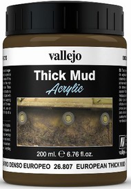  Vallejo Paints  NoScale 200ml Bottle European Thick Mud Diorama Effect VLJ26807