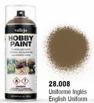  Vallejo Paints  NoScale English Uniform WWII Infantry Solvent-Based Acrylic Paint 400ml Spray VLJ28008