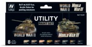  Vallejo Paints  NoScale Utility WWII & WWIII Wargames Paint Set (8 Colors) VLJ70201