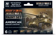  Vallejo Paints  NoScale WWII American Armour & Infantry Wargames Paint Set (6 Colors) VLJ70203