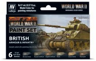  Vallejo Paints  NoScale WWII British Armour & Infantry Wargames Paint Set (6 Colors) VLJ70204
