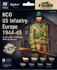  Vallejo Paints  NoScale NCO US Infantry Europe 1944-45 w/Resin Soldier Figure Paint Set (8 Colors) VLJ70244