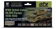  Vallejo Paints  NoScale 17ml Bottle WWII British Colors UK/BEF/Europe 1939-1945 Model Air Paint Set (8 Colors) VLJ71614