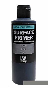  Vallejo Paints  NoScale 200ml Bottle Black Primer VLJ74602