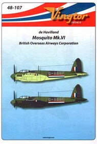  Vingtor - late sheets  1/48 de Havilland Mosquito Mk.VI British Overseas Airways Corporation VTH48-107