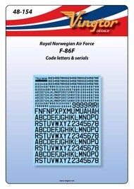  Vingtor - late sheets  1/48 North-American F-86F Sabre, Squadron codes & serials, RNoAF VTH48-154