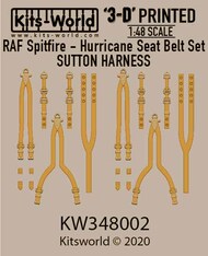  Kits-World/Warbird Decals  1/48 RAF Sutton Harness Seat Belt Set. Supermarine Spitfire and Hawker Hurricane fit WBS3D148002