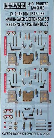  Kits-World/Warbird Decals  1/48 Full Colour 3D WWII Seat Belt decals. Mcdonnell Douglas F4 Phantom II U.S.A.F WBS3D148006