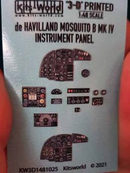  Kits-World/Warbird Decals  1/48 de Havilland Mosquito B Mk.IV / PR Mk.IV 3D Full colour Instrument Panel WBS3D1481025