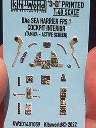  Kits-World/Warbird Decals  1/48 BAe Sea Harrier FRS. screens ACTIVE 3D Full colour Instrument Panels WBS3D1481059