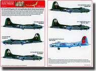  Kits-World/Warbird Decals  1/48 B-17 ID Sq. & ID Lettering, Numbers, Bomb (Grey) Group Symbols for Camouflage Finish WBS148025