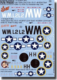  Kits-World/Warbird Decals  1/72 P-38J Scat II in 4 Versions, Wicked Woman WBS172064