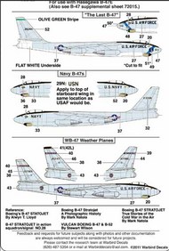  Kits-World/Warbird Decals  1/72 B-47 Stratojet Pt 3 #72016 WBD72016