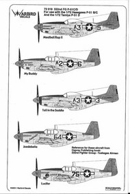  Kits-World/Warbird Decals  1/72 P-51 Mustang Tuskegee Airmen Part 2 #72019 WBD72019
