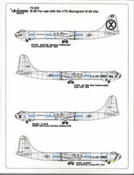  Kits-World/Warbird Decals  1/72 B-36D B-36H RB-36E EB-36H Peacemaker WBD72031