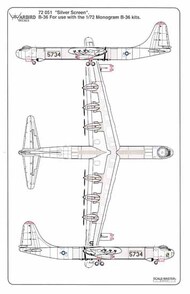  Kits-World/Warbird Decals  1/72 B-36 Peacemaker 'Silver Screen' WBD72051