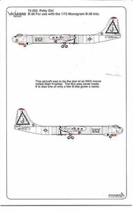  Kits-World/Warbird Decals  1/72 B-36 Peacemaker 'Petty Girl' WBD72052