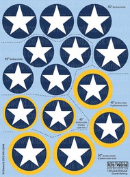  Kits-World/Warbird Decals  1/32 B25 Cocarde 45" & 5" Stars in Blue Circle &  Stars in Blue/Yellow Circle WBS132048