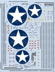 Kits-World/Warbird Decals  1/48 B-17F Stars, General Stenciling, Cockpit Instrumentation & Walkways WBS148127