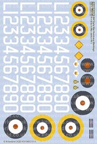  Kits-World/Warbird Decals  1/48 Pre-Early WWII Serial & Cocarde Hurricane RAF Markings 1938-1940 (3 Sheets) WBS148210
