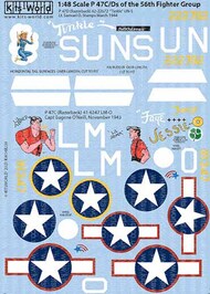  Kits-World/Warbird Decals  1/48 P-47C/Ds 56th FG Tinkle, Lil Abner, Jessie-O, Torchy, Faye WBS148224
