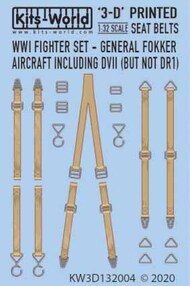  Kits-World/Warbird Decals  1/32 3D Color Seatbelts WWI Fokker Fighters WBS3132004