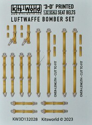  Kits-World/Warbird Decals  1/32  3D Color Seatbelts Luftwaffe Bombers WBS3132028