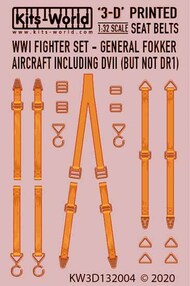  Kits-World/Warbird Decals  1/32 3D Seat Belts - WWI Fighter General Aircraft Including Fokker D.VII WBS3D132004