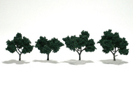  Woodland Scenics  NoScale Ready Made Realistic Trees- 2" - 3" Dk Green (4) WOO1505