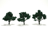  Woodland Scenics  NoScale Ready Made Realistic Trees- 3" - 4" Dk Green (3) WOO1508