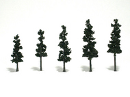  Woodland Scenics  NoScale Ready Made Realistic Trees- 2-1/2" - 4" Conifer Green (5) WOO1560