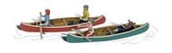 Scenic Accents Canoers (4 w/2 Canoes) #WOO1918