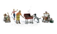  Woodland Scenics  HO Scenic Accents Backyard Barbeque (4 Figs, 2 Chairs, Grill, Cooler & Dog) WOO1929