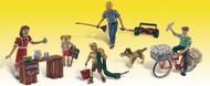  Woodland Scenics  HO Scenic Accents Summertime Jobs Paperboy, Lawnboy, Lemonade Stand: (5 Figs & Dog) WOO1938