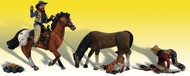  Woodland Scenics  HO Scenic Accents Ridin' & Ropin' (2 Cowboys, 2 Horse & Calf) WOO1940