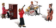  Woodland Scenics  HO Scenic Accents Music to My Ears 1950's Era Band (4 Figs. w/Instruments) WOO1951