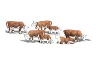  Woodland Scenics  N Scenic Accents Hereford Cows (7) WOO2144