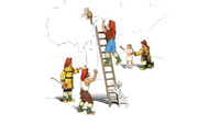  Woodland Scenics  N Scenic Accents Firemen (4) to the Rescue (Ladder, Girl, Dog, & Cat) WOO2151
