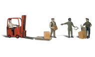  Woodland Scenics  N Scenic Accents Workers (4) w/Forklift & Crates WOO2192