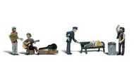  Woodland Scenics  N Scenic Accents Park Bums & Police Officer (5) WOO2196