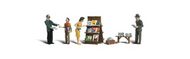  Woodland Scenics  O Scenic Accents Newsstand w/4 Figures WOO2740