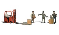  Woodland Scenics  O Scenic Accents Workers (4) w/Forklift & Crates WOO2744