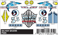 Pine Car Stick-On Decal- Silver Shark #WOO325