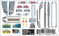 Pine Car Dry Transfer Racer Accents (Bumper, Grills, Exhaust, etc.) #WOO4014