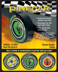 Pine Car Dry Transfer Wheel Flare Green Snake #WOO4064