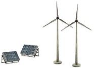 Scene-A-Rama Scene Setters Alternative Energy Set: Wind Turbines & Solar Panels (2 ea) #WOO4348