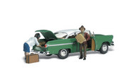 Woodland Scenics  N Autoscene Lubeners Loading 1950's Ford Car w/Figures WOO5326