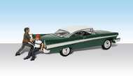  Woodland Scenics  N Autoscene Shove It or Leave It 1950's Late Plymouth Car w/Figures WOO5336
