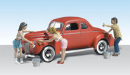  Woodland Scenics  N Autoscene Suds & Shine 1940's Ford Coupe w/Figures WOO5339