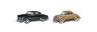  Woodland Scenics  HO Autoscene Crusin' Coupes 1950's Chevy & 1940's Ford Cars w/Drivers WOO5536
